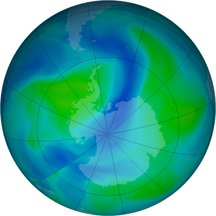 Antarctic ozone map for 11 February 2005